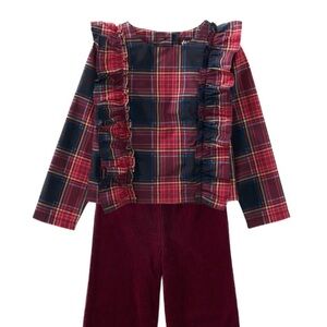 Tea Collection Matsuri Plaid Ruffle Blouse